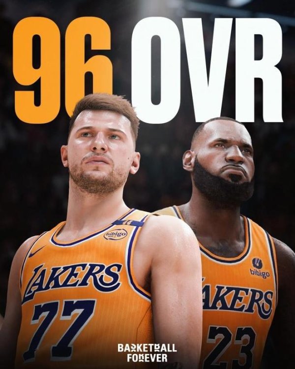 湖人队2K26能力值曝光: 东契奇和詹姆斯同为96 艾顿83布朗尼68