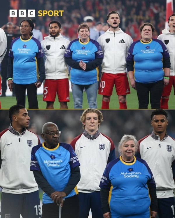 温馨！BBC：英格兰vs威尔士赛前，两队球员携失智症患者入场